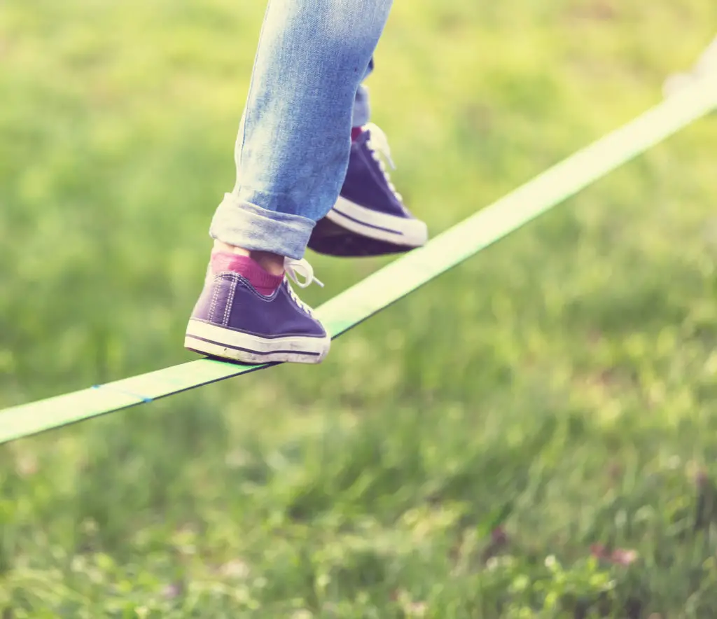 Children Kids on Slackline