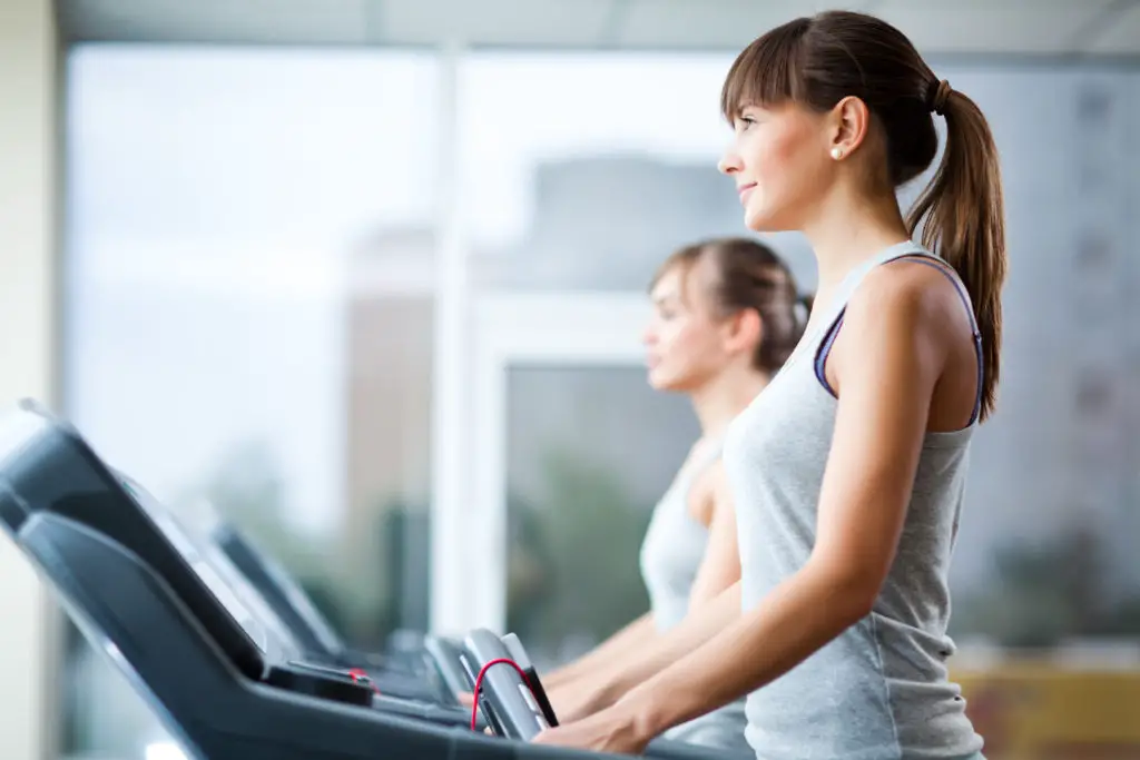 Two Young Women on Treadmill
