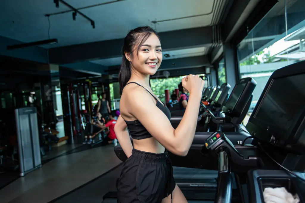 Woman Having Fun on Treadmill